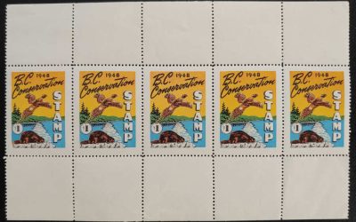 British Columbia #BCD3a VFNH Short Log Variety in $1 Pane (5)