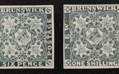 New Brunswick #2R, 4R VF 1851 6d & 1/- Reprint duo, ex Lyman