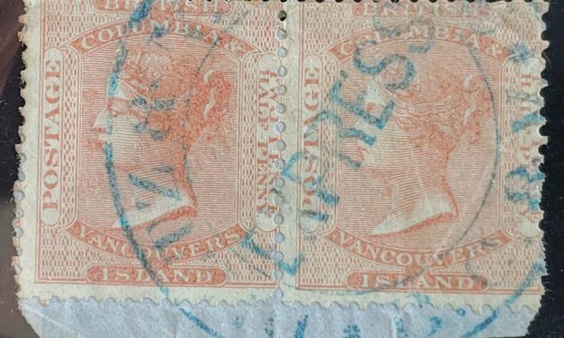B.C. #2 Dietz & Nelson Express Used 1860 2.5d Pair on piece