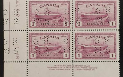 Canada #O10-273 VF 2 NH LL 1946 $1 Pl 1 4-hole Perf OHMS Blk