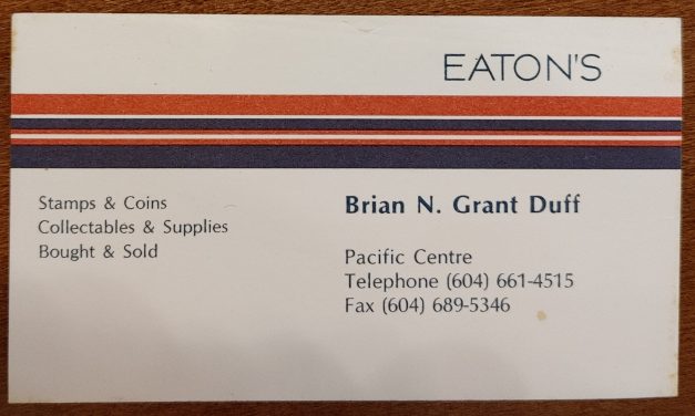 1990: Began operating Eaton’s Stamp and Coin department 