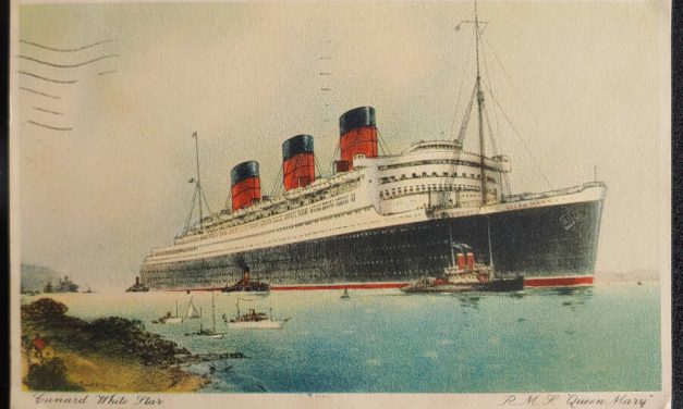 R.M.S. Queen Mary 14 Sep 1936 1d colour Paquebot Postcard to U.S.