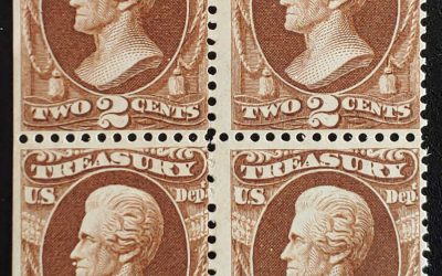 U.S.A. #O73 Mint 1873 2c Treasury Official Block