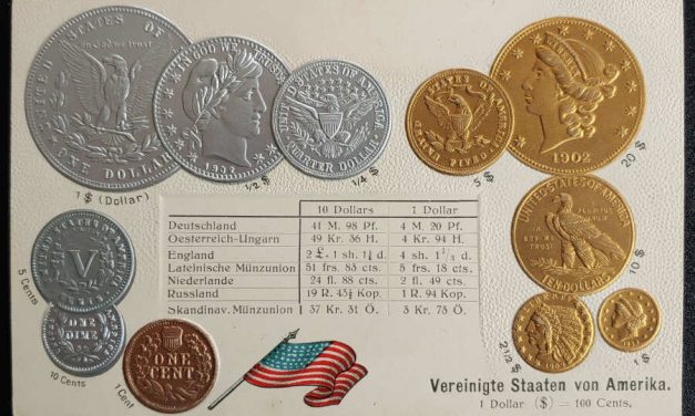 U.S.A. Unu embossed HM colour Coin Postcard
