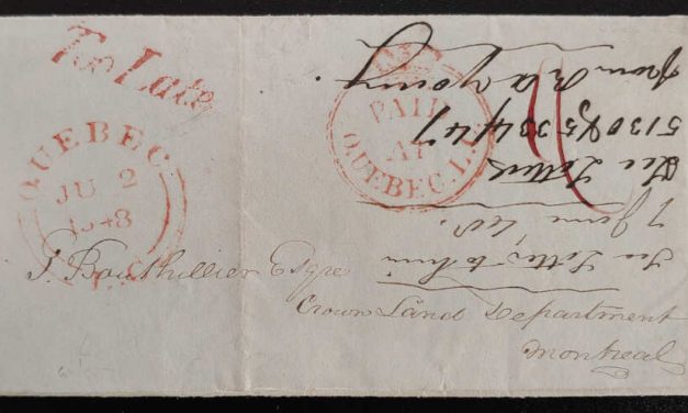 Quebec, LC 2 Jun 1848 Too Late Crown Paid FLS to Montreal