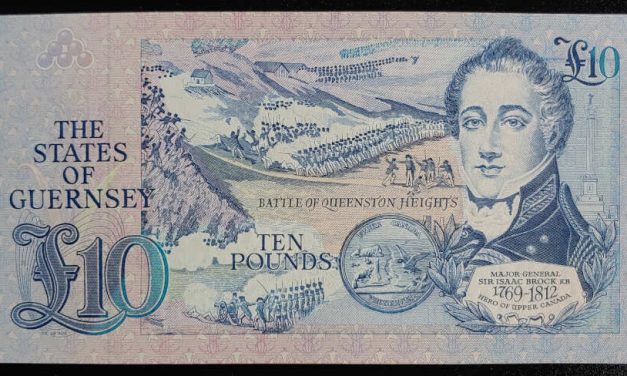 Guernsey Un 1980/89 Isaac Brock 10 Pounds Banknote