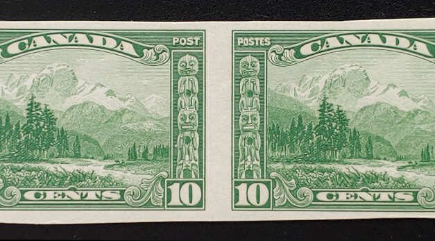 Canada #155a VFNH 1928 10c Mt Hurd Imperf Pair