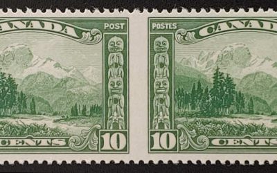 Canada #155b Fine+ Never Hinged 1928 10c Perf by Imperf Pair