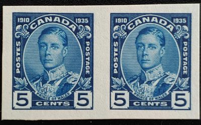 Canada #214P VF 1935 5c Prince of Wales Plate Proof Pair