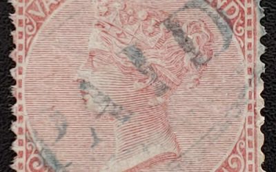 Vancouver Island #5 Blue Paid Oval Used 1865 5c