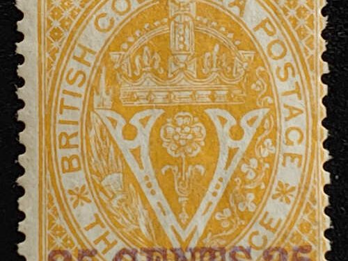 B.C. #11 Fine Mint 1869 25c on 3d, note on back