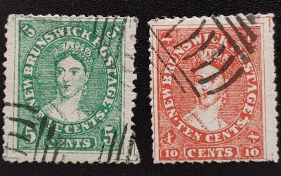 New Brunswick #8F-9F Used 1860 large margins Spiro Forgery duo