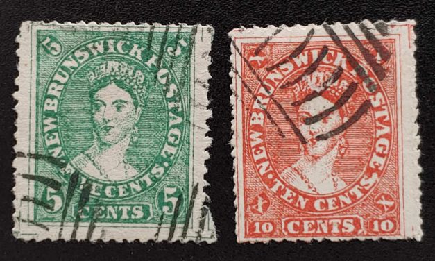New Brunswick #8F-9F Used 1860 large margins Spiro Forgery duo