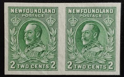 Newfoundland #186iii VF Unu 1932/37 2c George V Imperf Pair