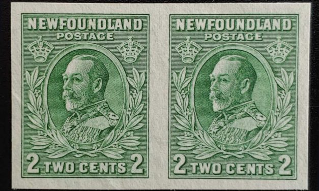Newfoundland #186iii VF Unu 1932/37 2c George V Imperf Pair