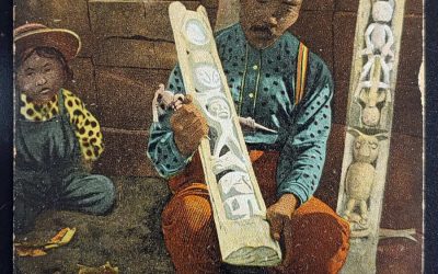Totem Pole Maker 28 Aug 1907 1c Selige colour Postcard to U.S.