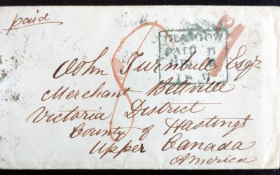 G.B. 4 Dec 1855 Glasgow Paid Transatlantic Cover to Belleville, UC
