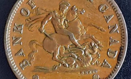 Province of Canada #PC-6C1 Unc 1854 Plain 4 Penny Token