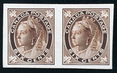 Canada #71P VF 1897 6c QV Leaf Plate Proof Pair, 619 made