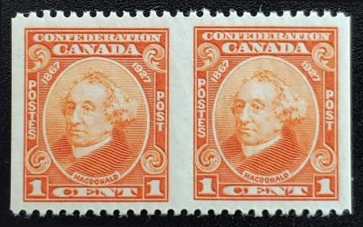 Canada #141b VFNH 1927 1c Perf by Imperf Pair, 250 made
