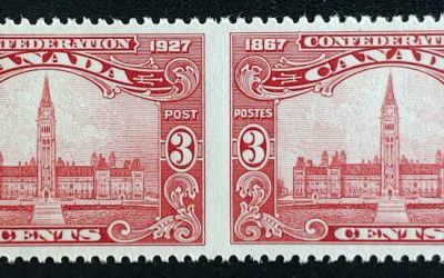 Canada #143b VFNH 1927 3c Perf by Imperf Pair, 250 made