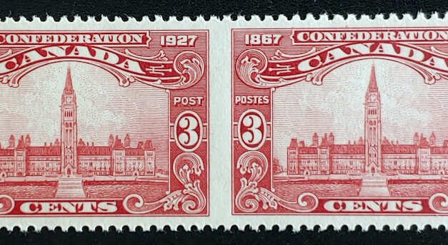 Canada #143b VFNH 1927 3c Perf by Imperf Pair, 250 made