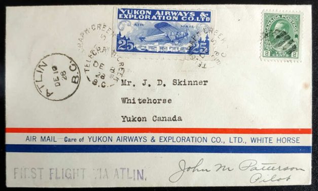Yukon Airways #CL42 5 Dec 1928 27c pilot-signed FFC