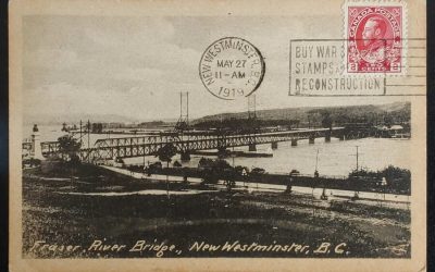 Fraser River Bridge, New West, B.C. 27 May 1919 2c Postcard to U.K.