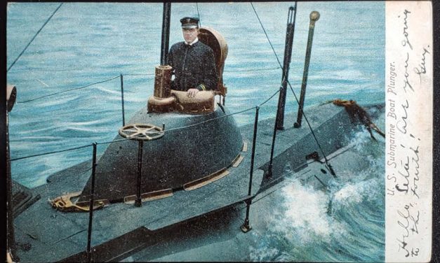 U.S.A. #200 1c Submarine Plunger colour Postcard