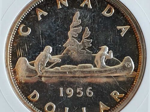 Cda ANACS PL66 1956 QEII Heavy Cameo Silver Dollar