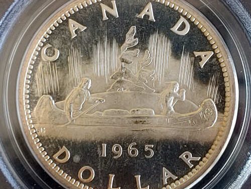 Canada PCGS PL66 1965 Large Beads Heavy Cameo QEII Silver $1