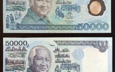 Indonesia Unc 1993 and 1995 Soeharto $50,000 Rupiah Banknote duo