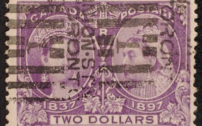 Canada #62 Fine+ Used 1897 $2 Jubilee, roller cancel