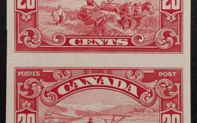Canada #157a VFNH 1929 20c Imperforate Pair, 250 made