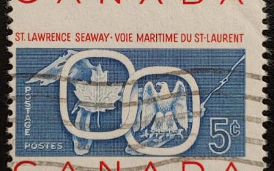 Canada #387 Used 1959 5c Seaway Dramatic Misperf