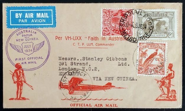 Australia, New Guinea 26 Jun 31 Jul 1934 mixed franked Gibbons FFC