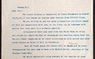 Yukon Exposition 10 May 1912 George Johnson signed Letter