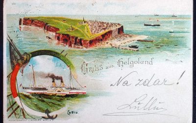 Heligoland 27 Aug 1897 5pf S.S. Cobra Paquebot Postcard to Bohemia