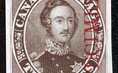 Canada #16Pi VF 1859 10c Black Brown Specimen Plate Proof