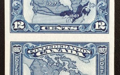 Canada #145a VF Mint 1927 12c Map Imperf Pair, 250 made