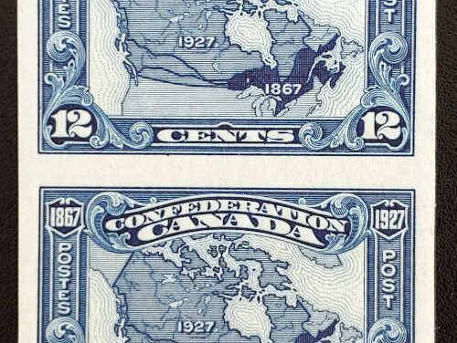 Canada #145a VF Mint 1927 12c Map Imperf Pair, 250 made