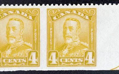 Canada #152b VFNH 1929 4c Perf by Imperf Pair, 250 made