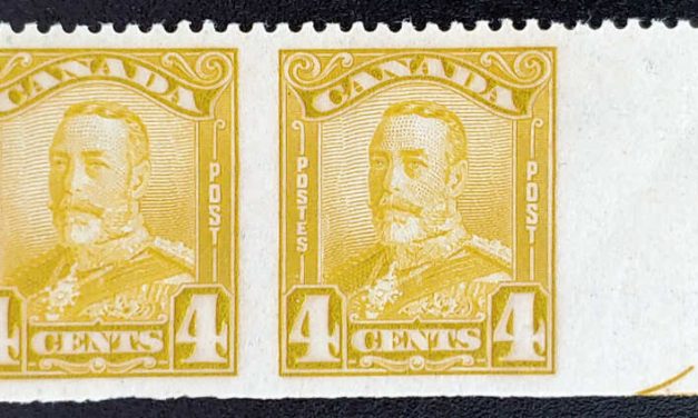 Canada #152b VFNH 1929 4c Perf by Imperf Pair, 250 made