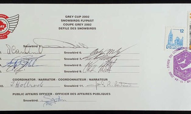 Snowbirds 24 Nov 2002 48c dozen signed Grey Cup Flypast Cover