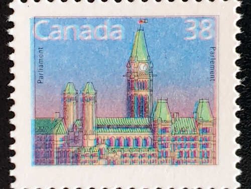 Canada #1165c VFNH 1998 38c shift Printed on the Gum Side