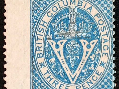 British Columbia #7 Fine Unu 1867 3d Blue wing margin