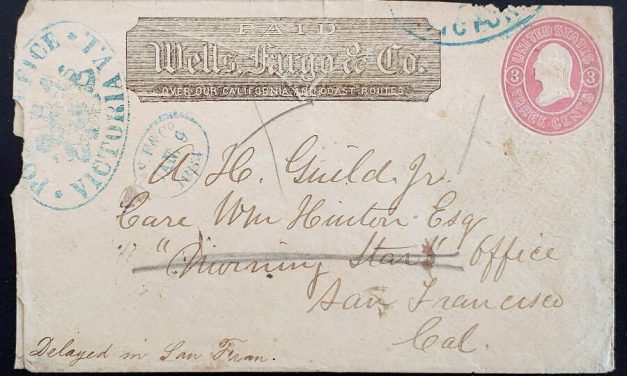 Wells Fargo 9 Jan 1864 Victoria/San Francisco redirected Cover
