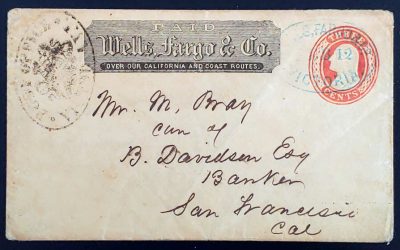 Wells Fargo 1860/61 Black & Blue Oval Victoria Cover to SFR