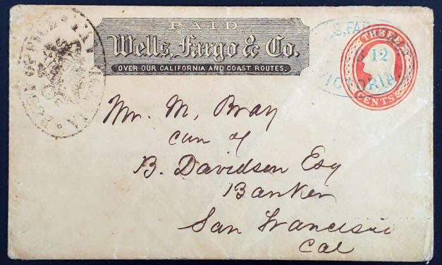 Wells Fargo 1860/61 Black & Blue Oval Victoria Cover to SFR