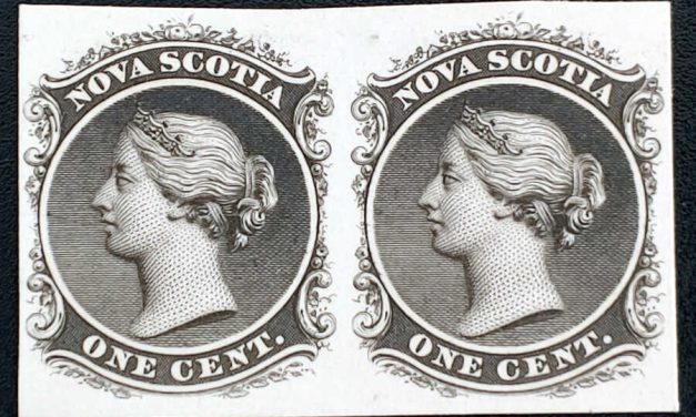 Nova Scotia #8P VF 1860/63 1c Plate Proof Pair on card